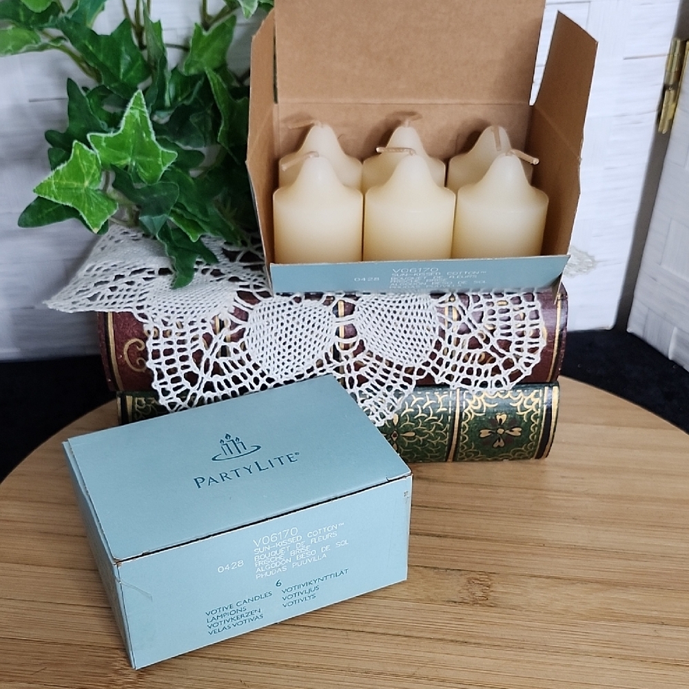 👉*NWT* RARE PARTYLITE "SUN-KISSED COTTON" FRAGRANCE VOTIVES ~12 TOTAL ~RETIRED